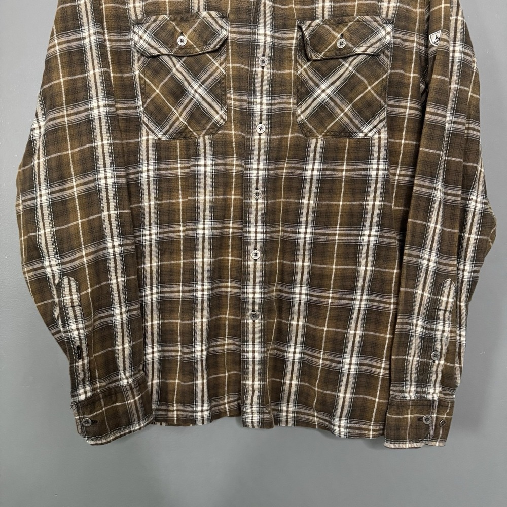 Kuhl Button Up Shirt Mens Small White Brown Plaid Flannel Outdoors Button Down - Picture 3 of 7